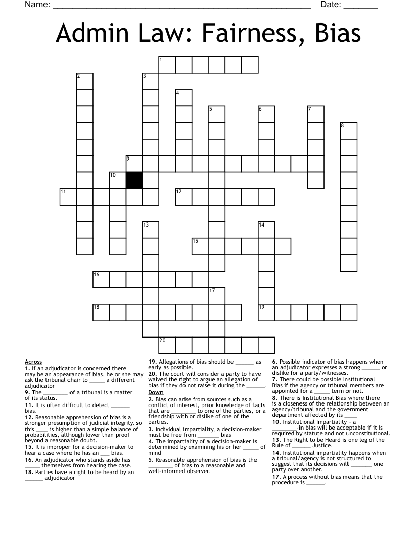 crossword clue bias
