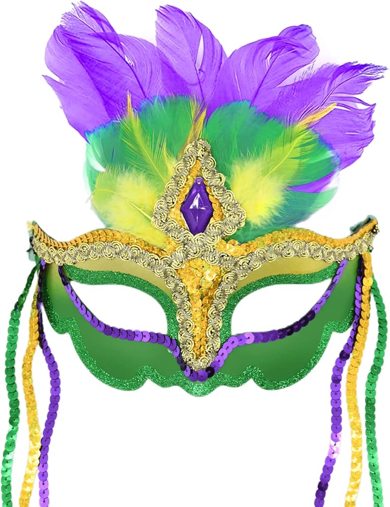 feather mardi gras mask