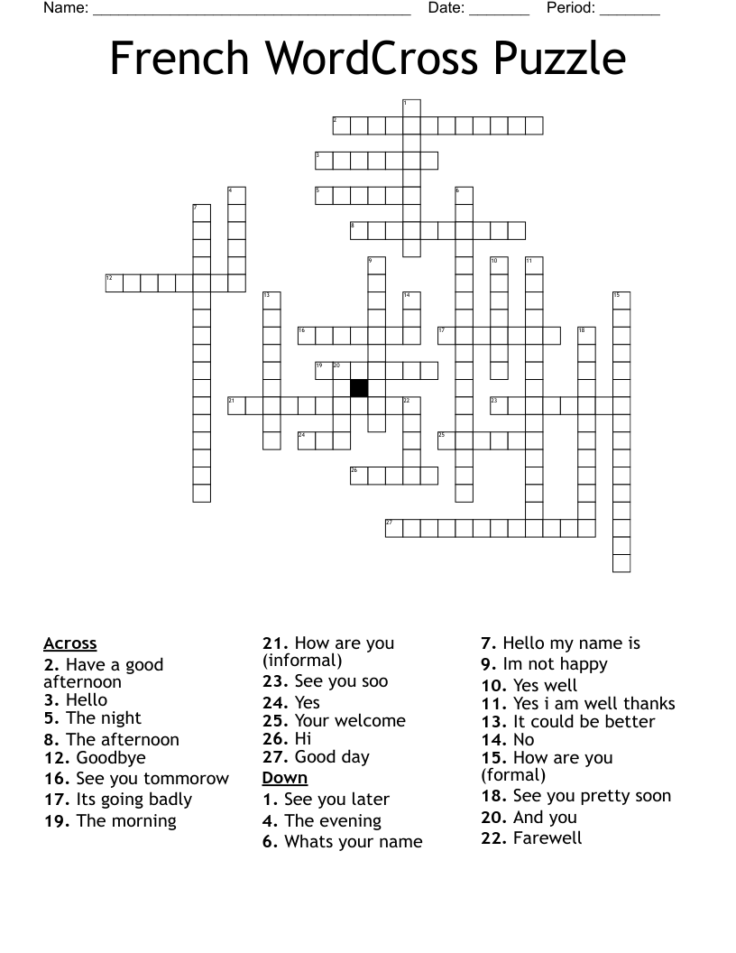 french farewell crossword clue