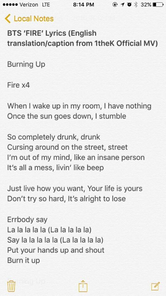 fire bts lyrics english