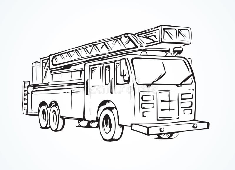 fire truck black and white clipart