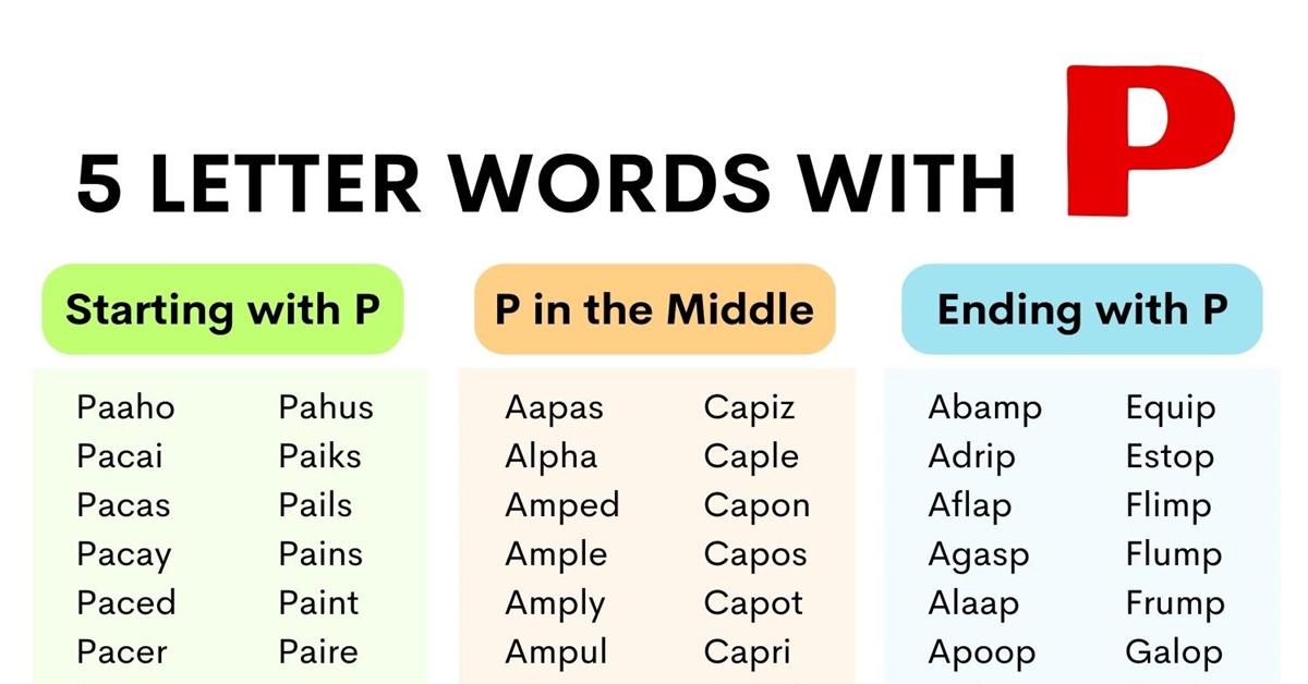 five letter word that starts with p