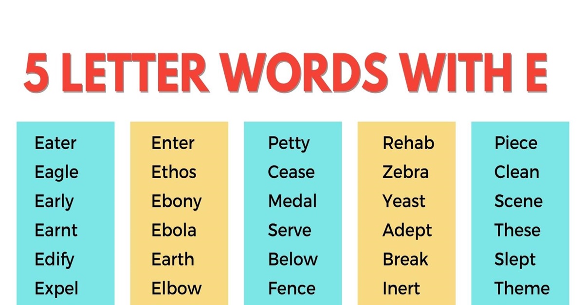 five letter words beginning with e