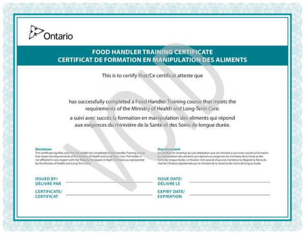 food handlers certificate mississauga