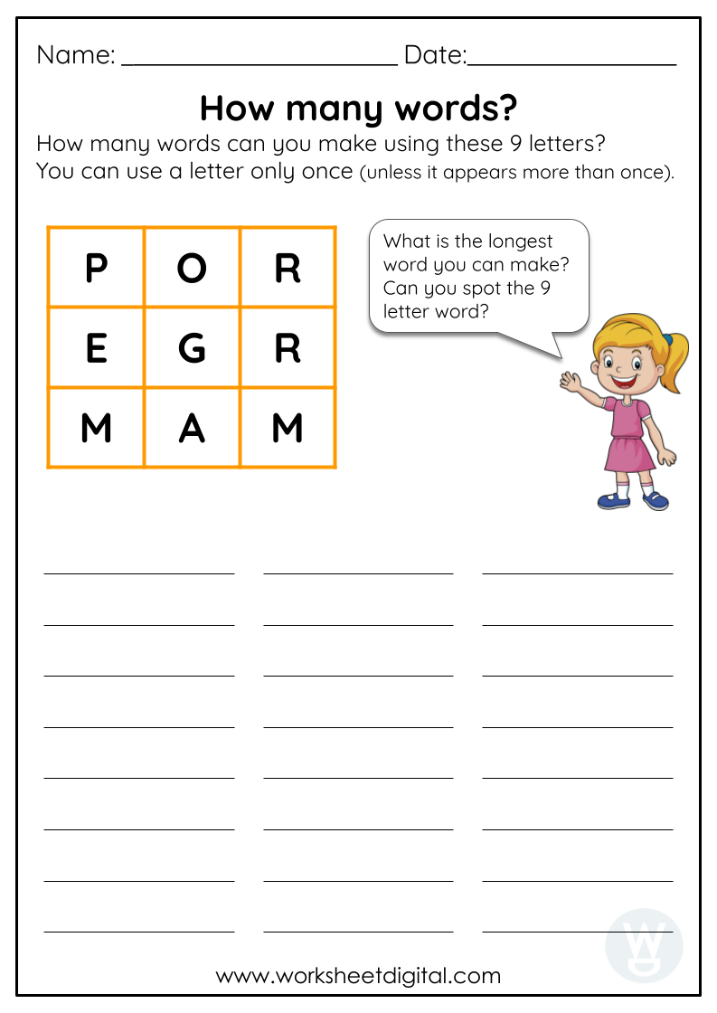 form words using these letters