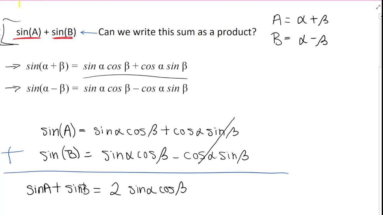 formula of sina sinb