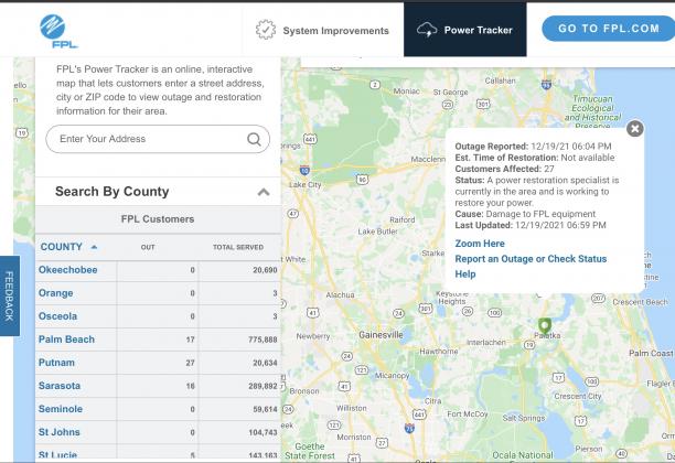 fpl check power outage