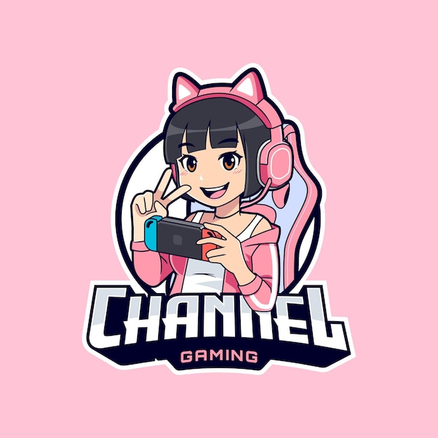 girl gaming logo template