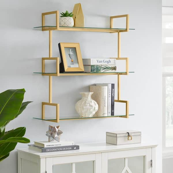 gold floating shelves