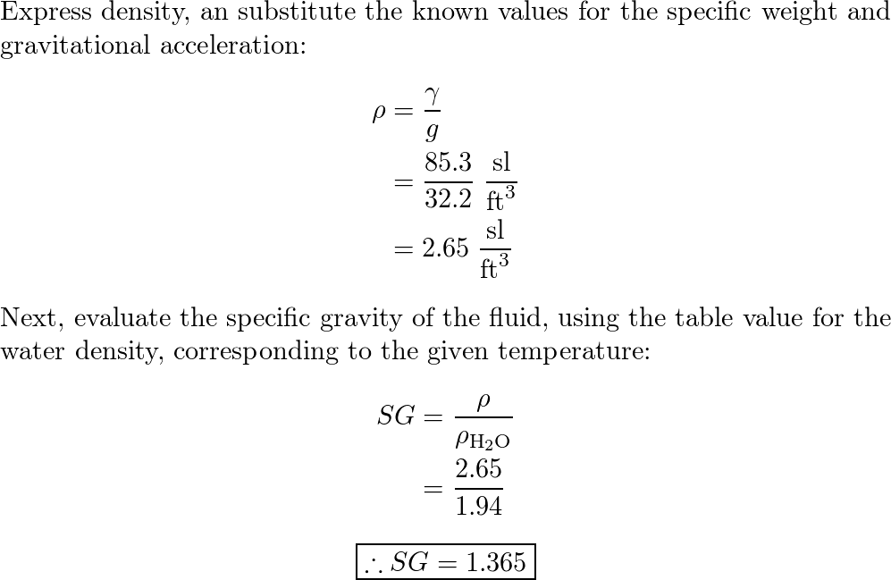 gravity in lb ft3