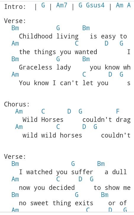 guitar chords to wild horses