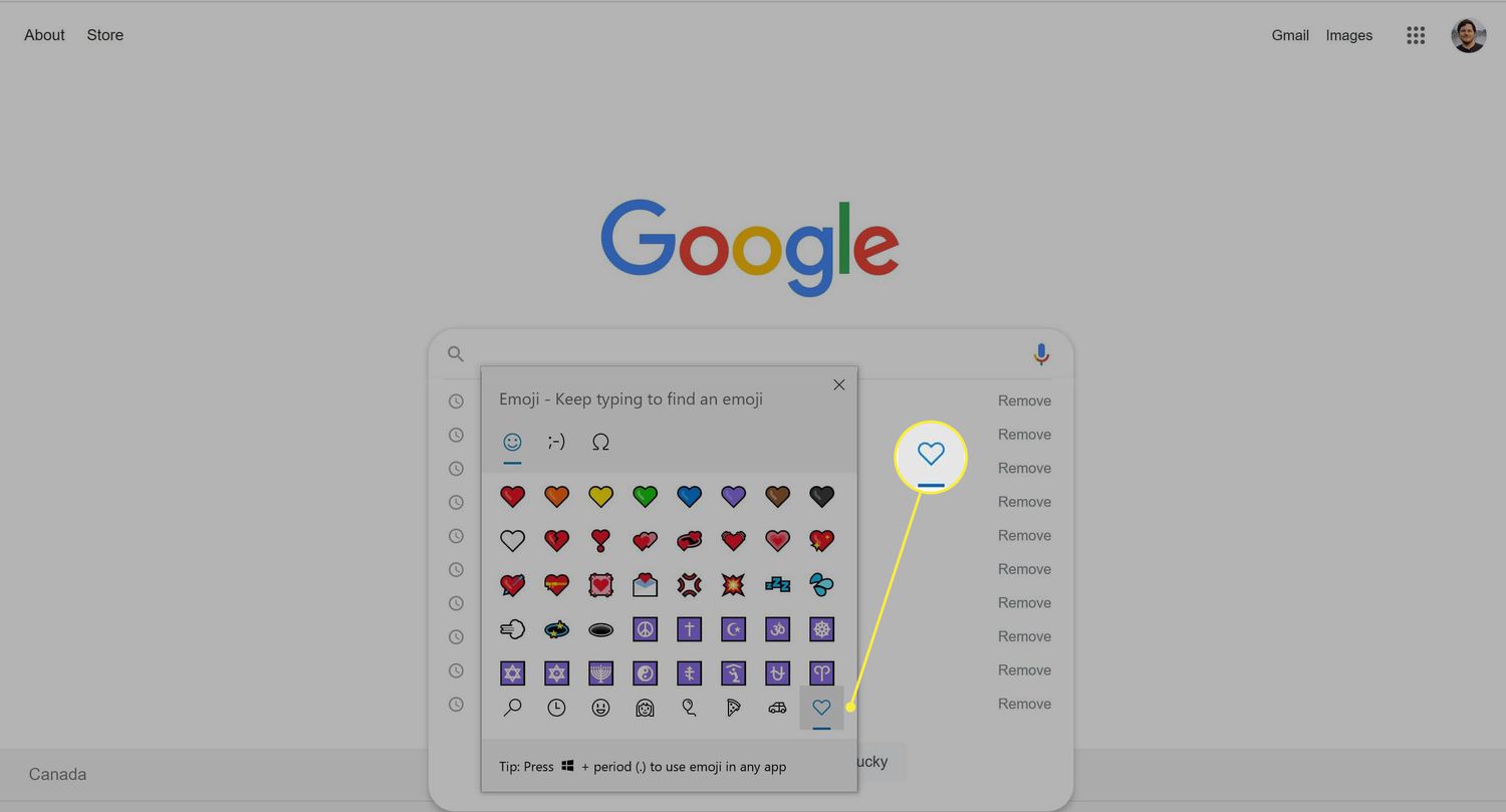 heart symbol keyboard shortcut