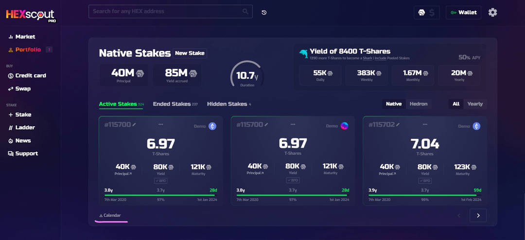 hex staking calculator