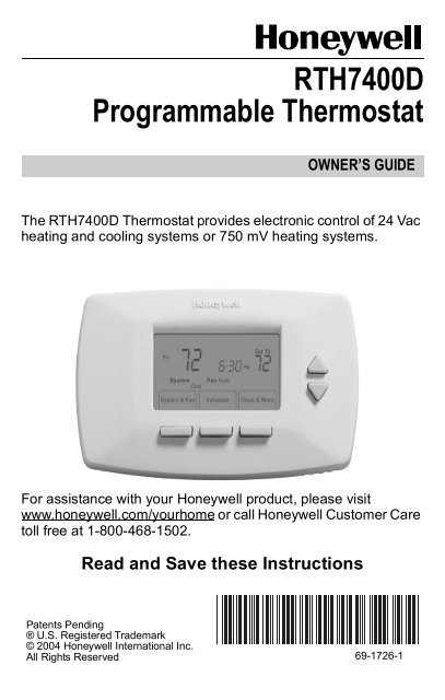 honeywell thermostat instructions