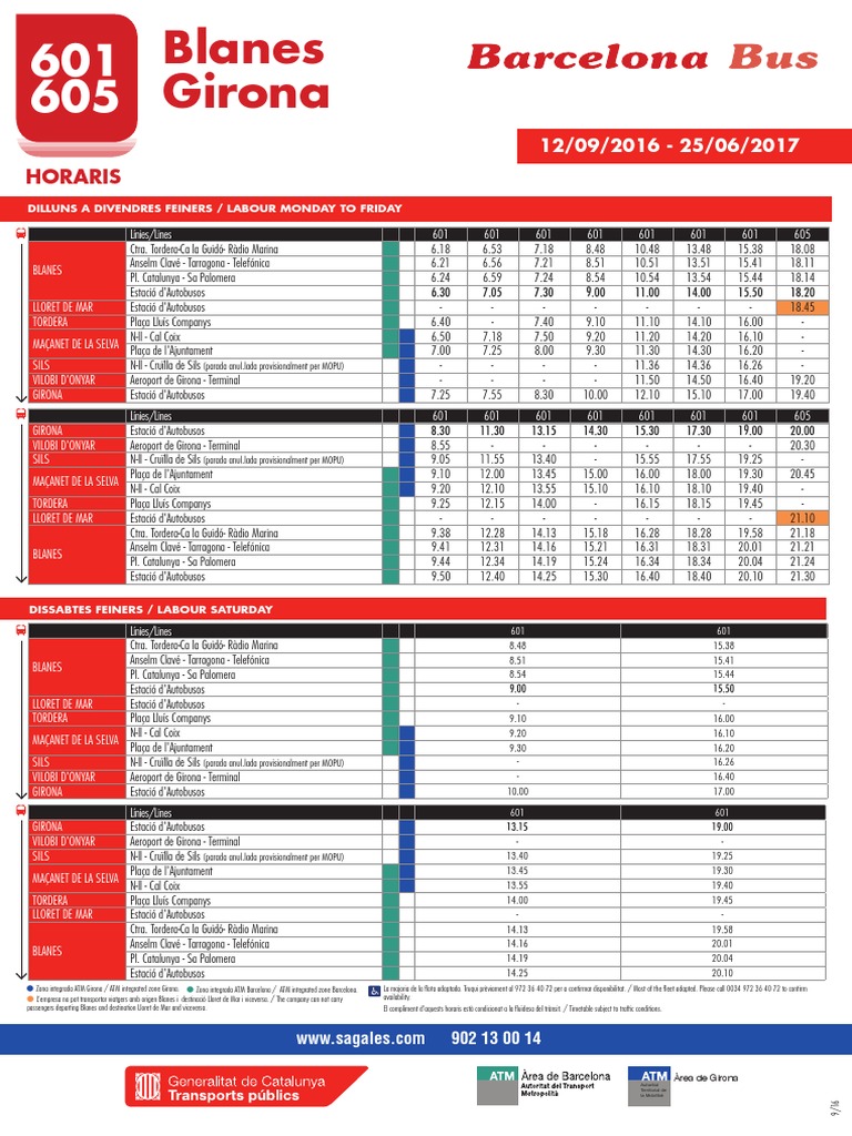 horario bus blanes tossa de mar