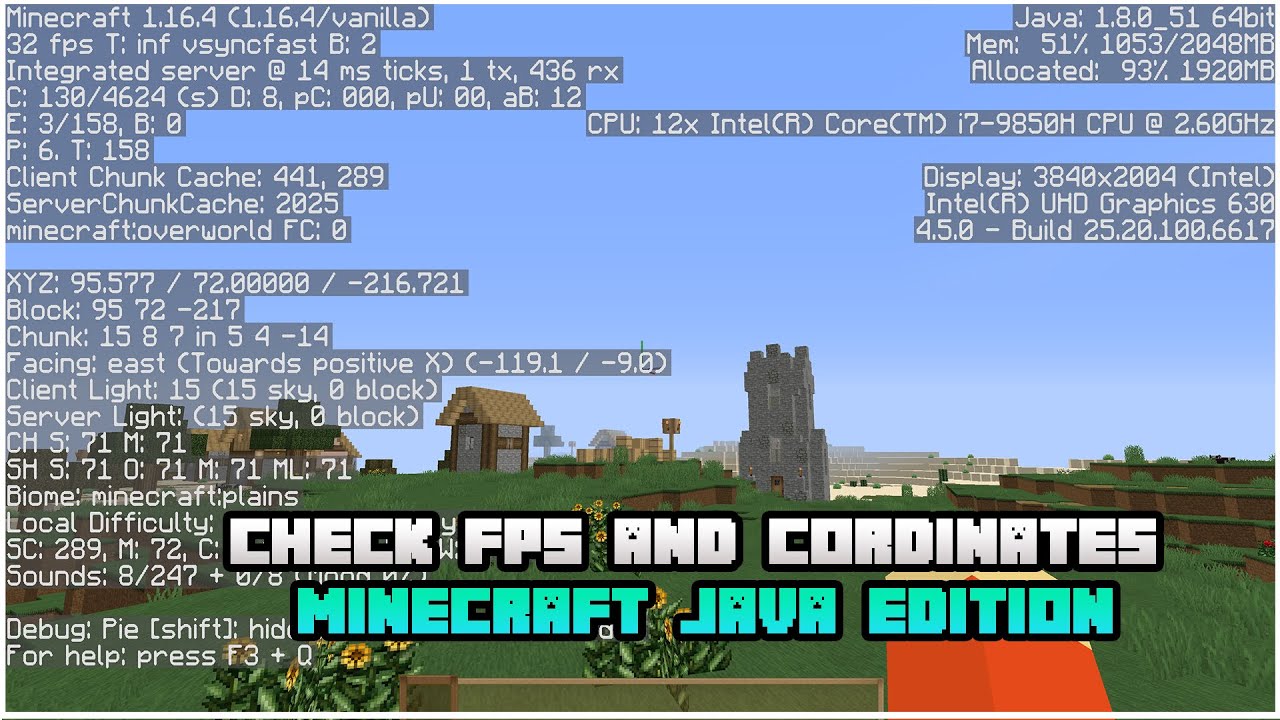 how do i see my coordinates in minecraft java