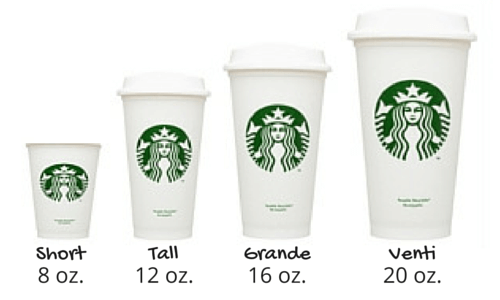 how many ounces in a grande starbucks cup