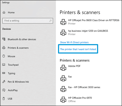 how to add hp printer