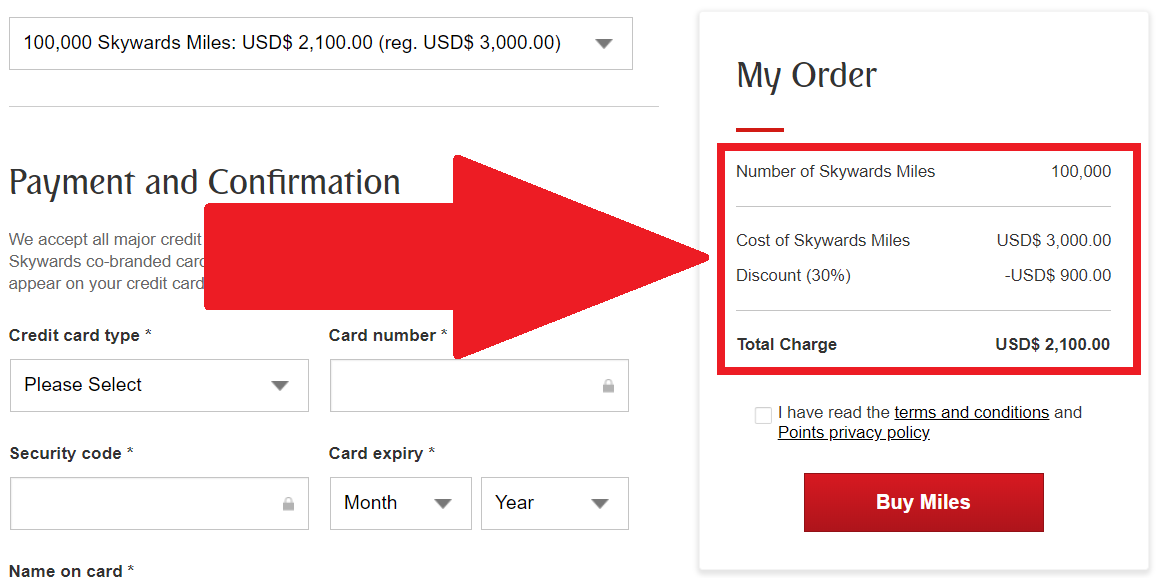 how to check skywards miles