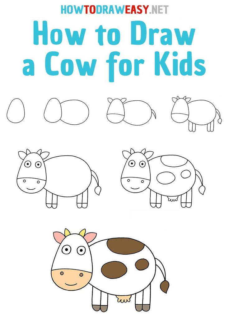 how to draw a cow for kids