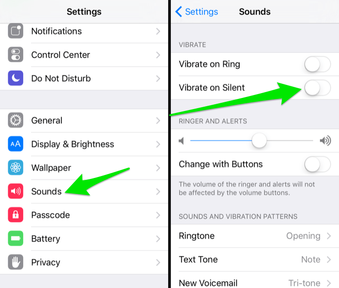 how to turn off vibrate iphone 13