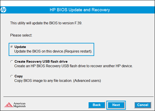 hp bios update que significa