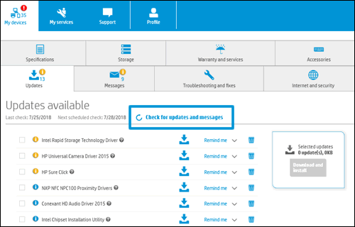 hp support center download