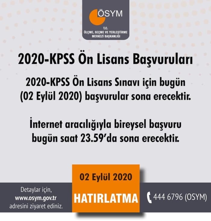 iki yıllık kpss başvuruları 2020