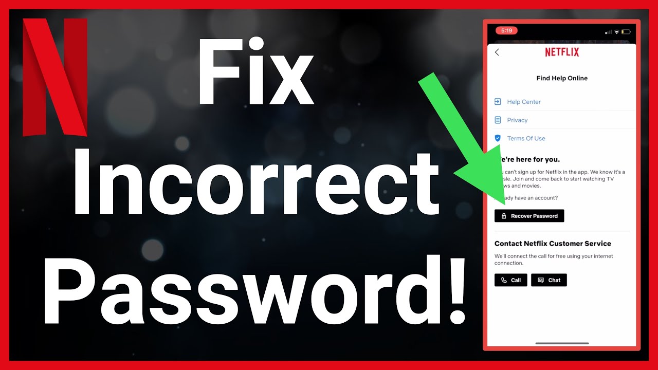incorrect password netflix