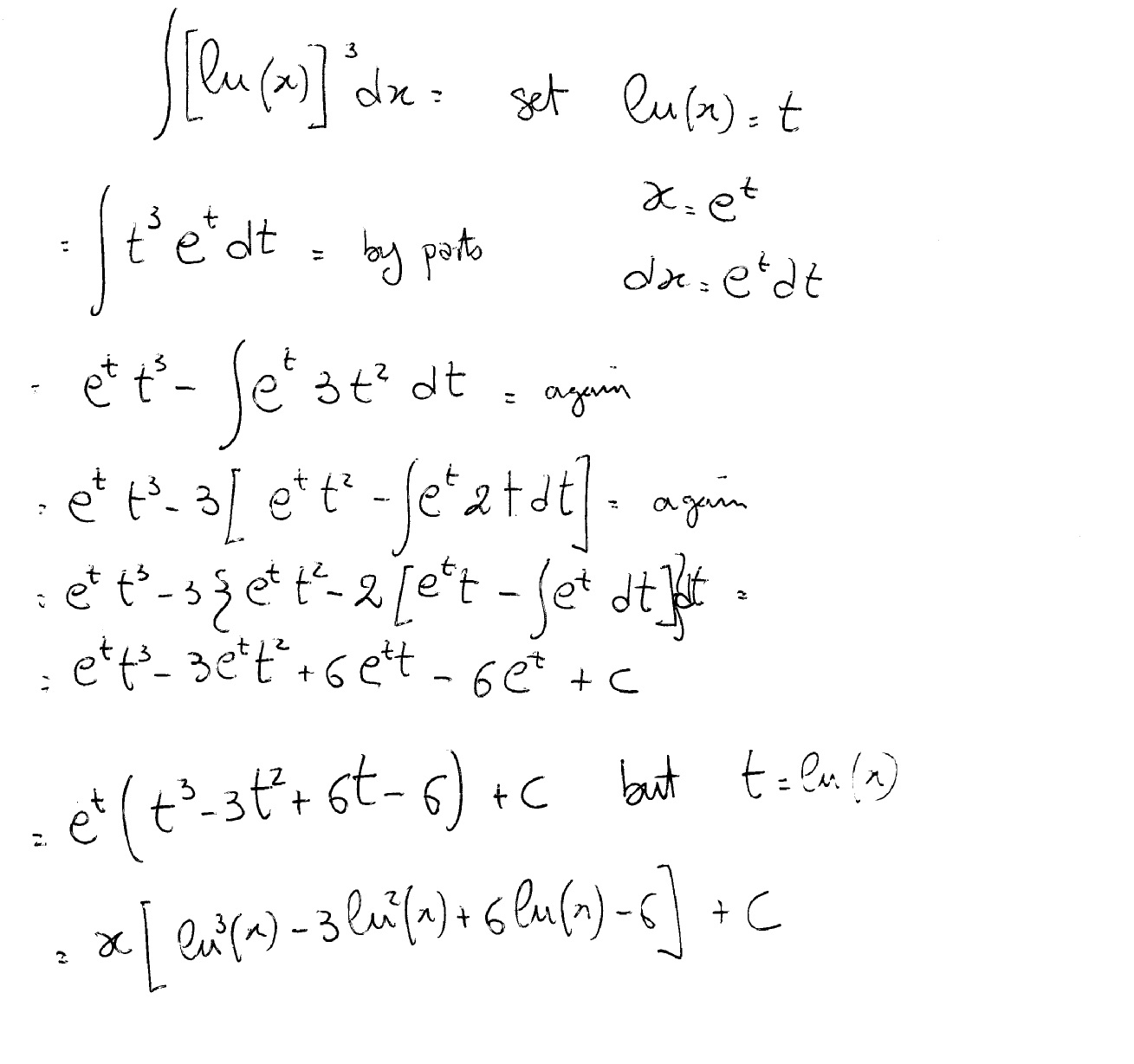 integral of ln x 3