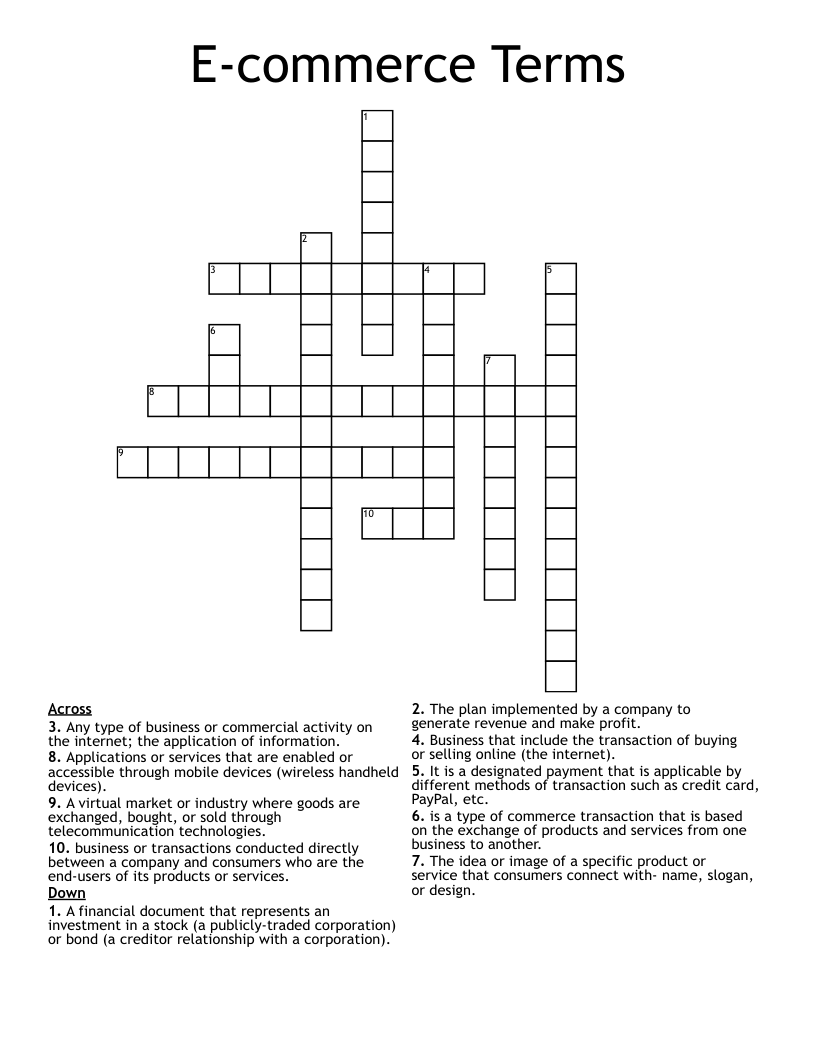 internet business crossword clue
