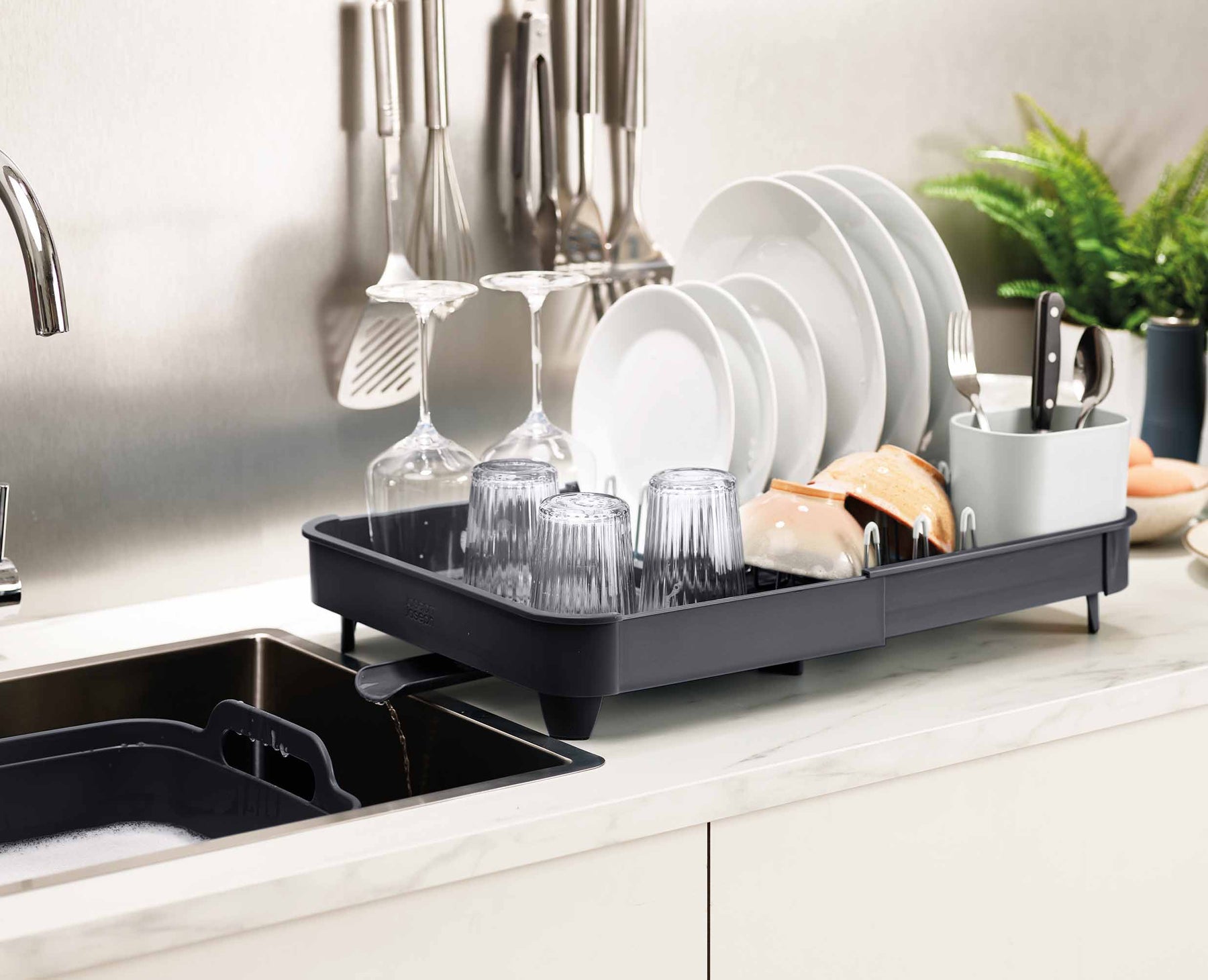 joseph joseph extend steel dish rack grey