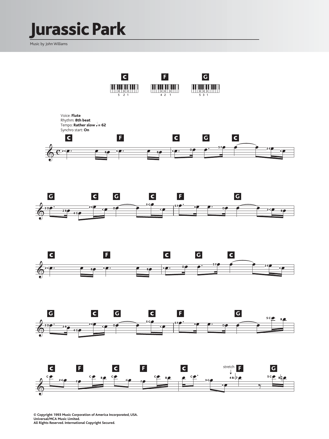 jurassic park theme notes