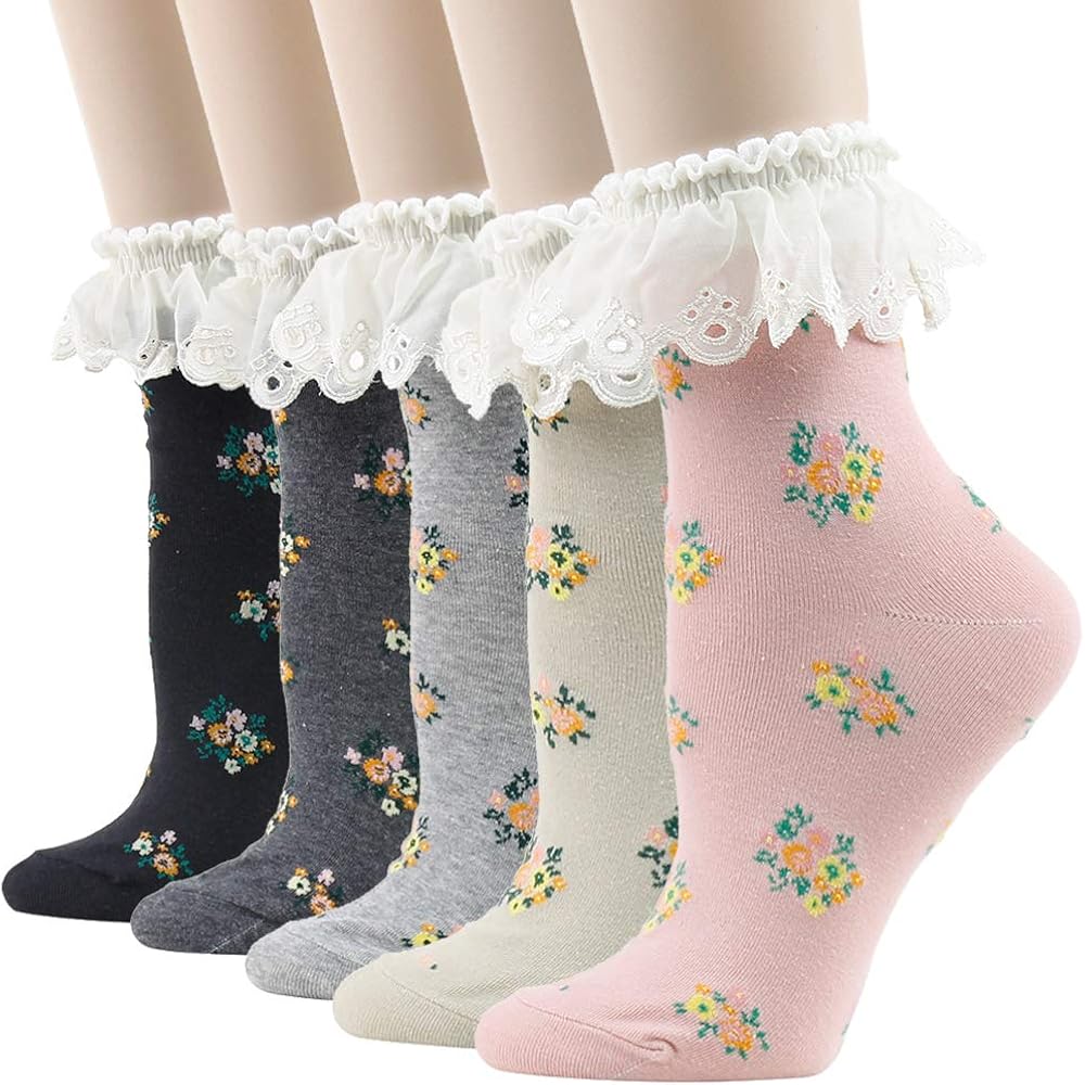 ladies socks with lace trim