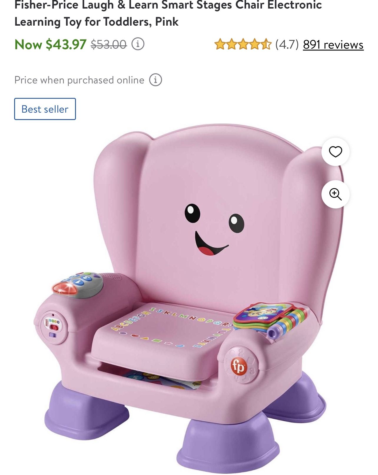 laugh & learn smart stages chair - pink