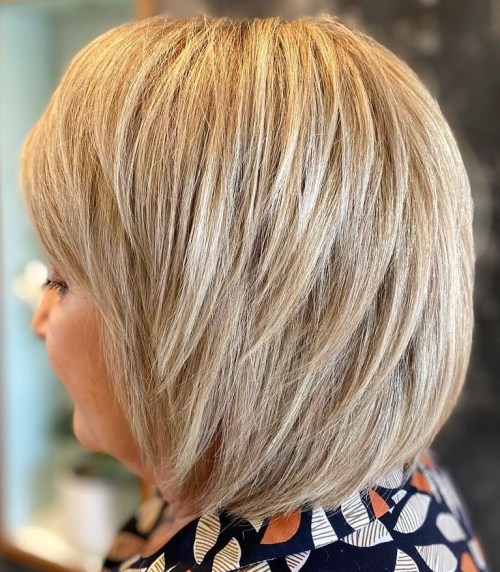layered bob for fine hair over 50