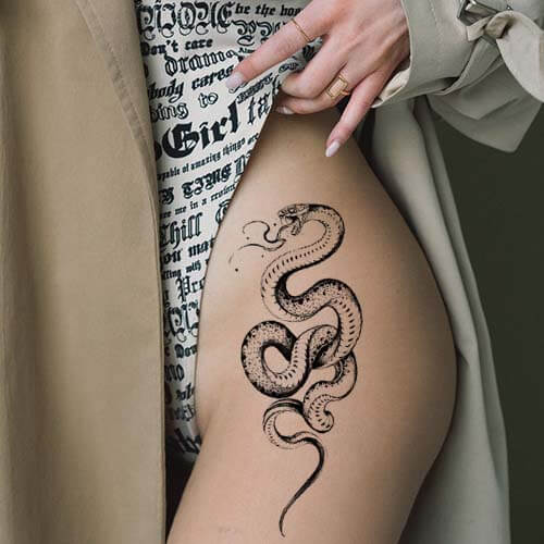 leg snake tattoo