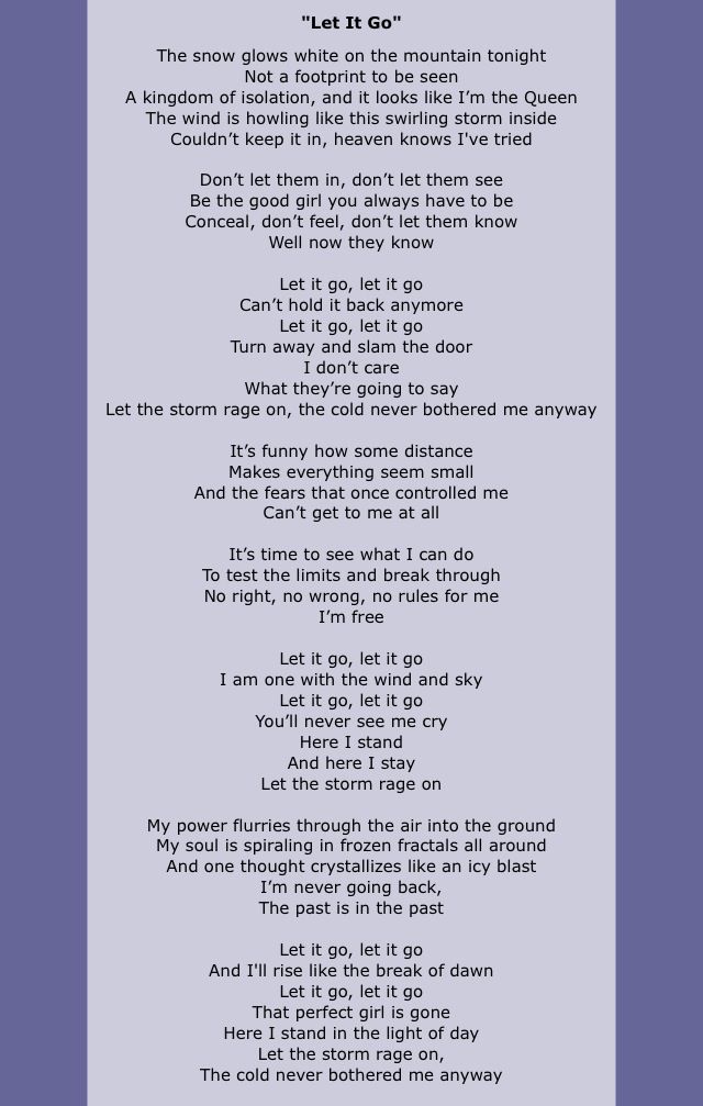 let it go song lyrics