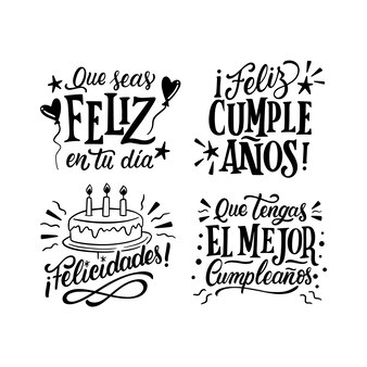 letras de feliz cumpleaños para imprimir en blanco y negro