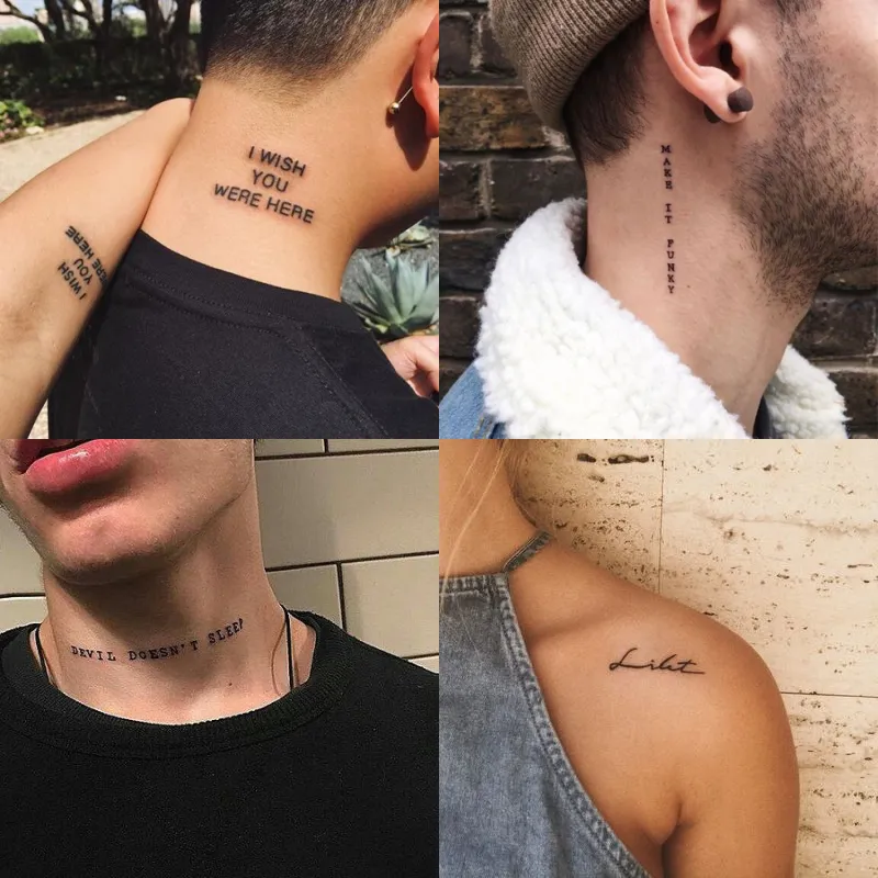 letras en el cuello tatuaje
