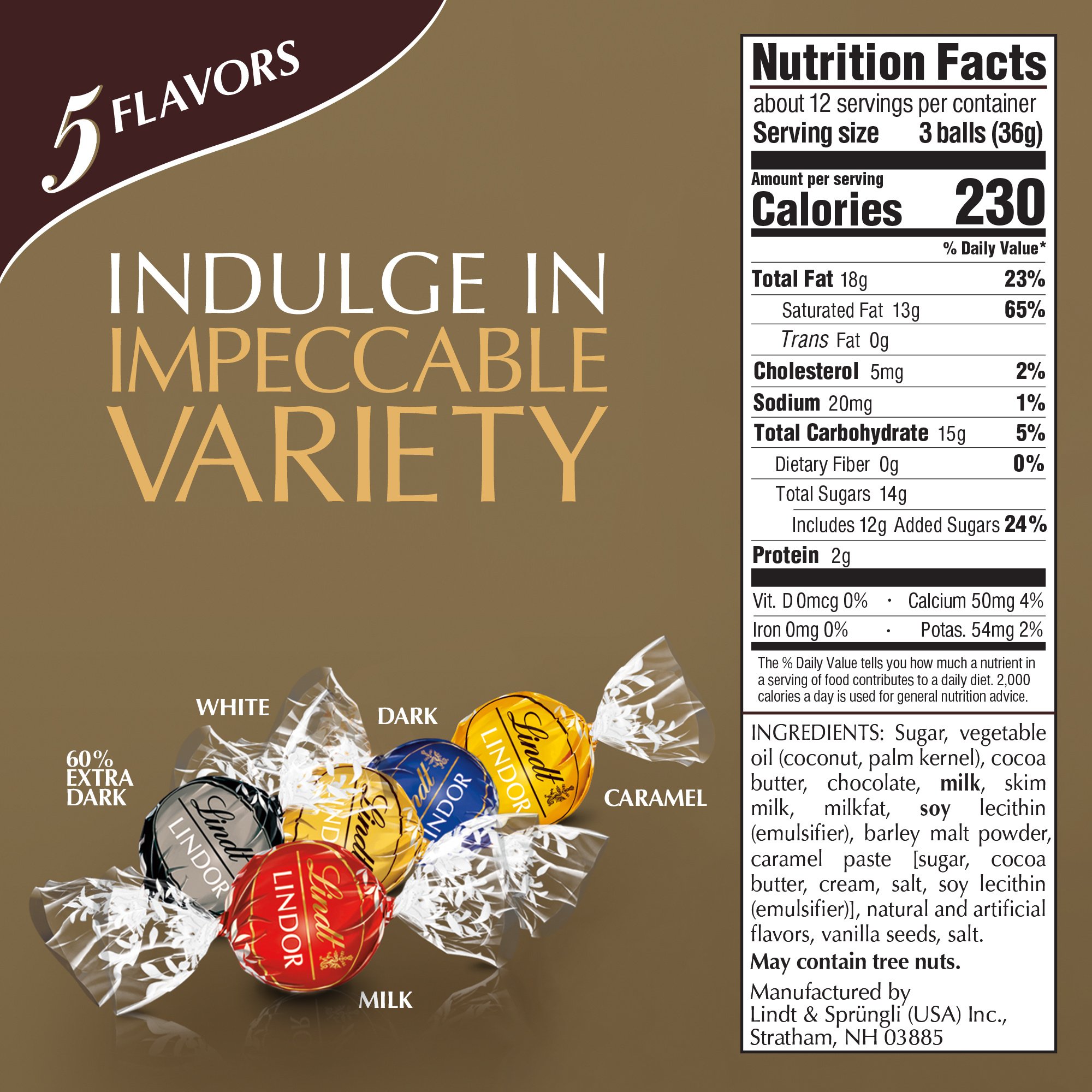 lindt chocolate balls nutrition facts