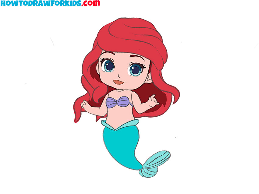 little mermaid drawing easy