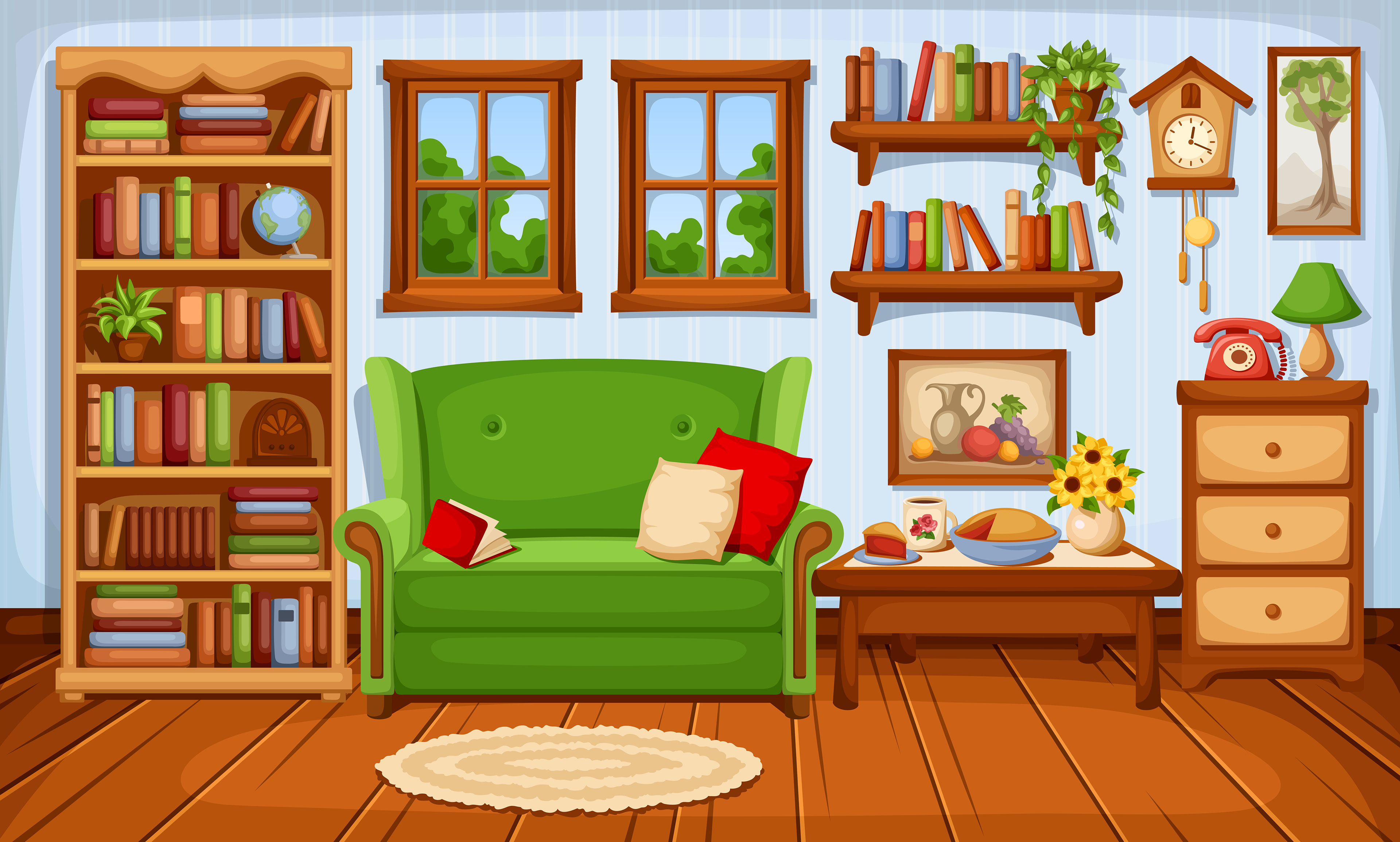 living room cartoon