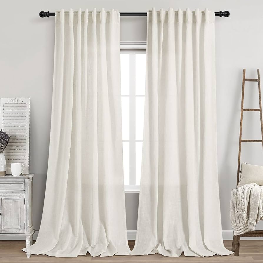 long cream curtains