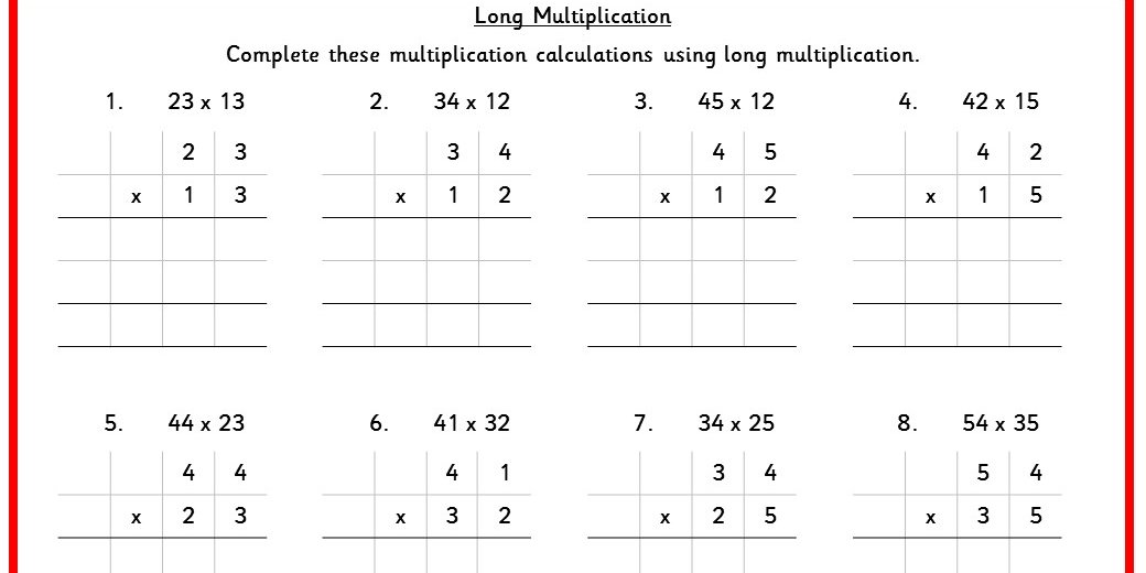long multiplication ks2