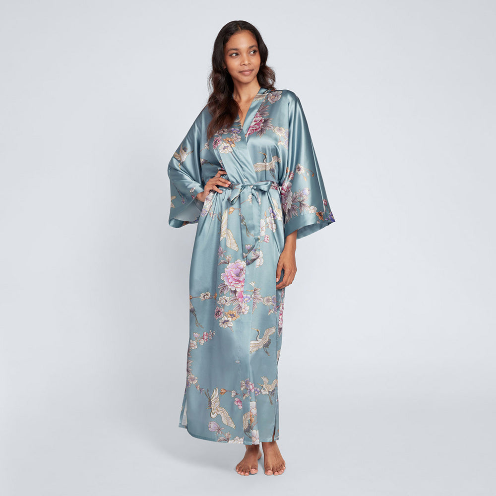 long satin kimono robe