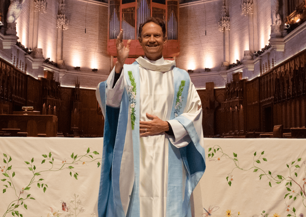 long white linen vestment