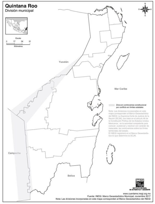 mapa de quintana roo sin nombres