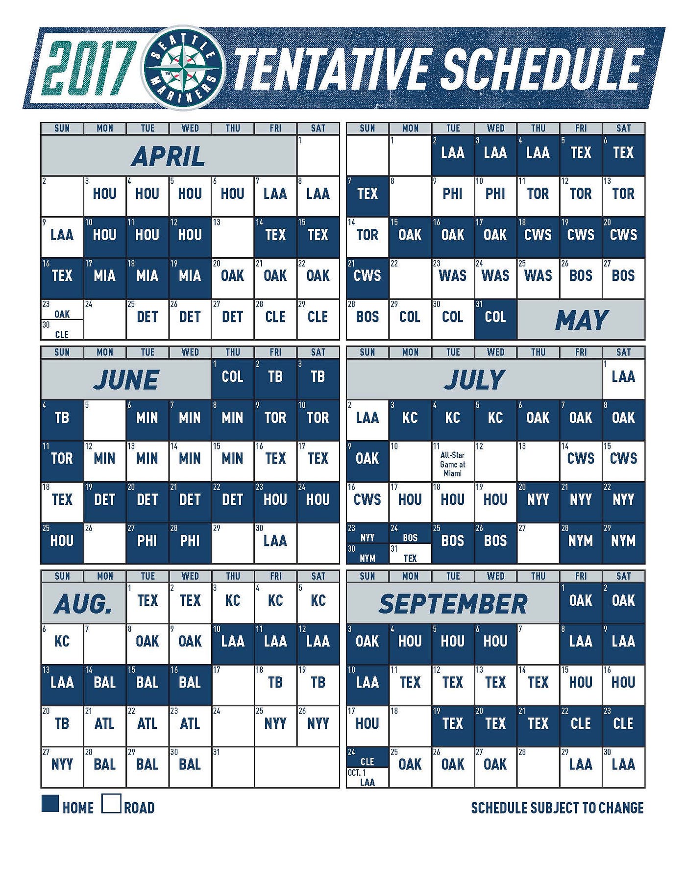 mariners schedule