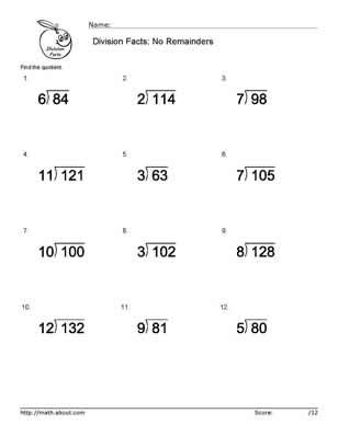 math division worksheets